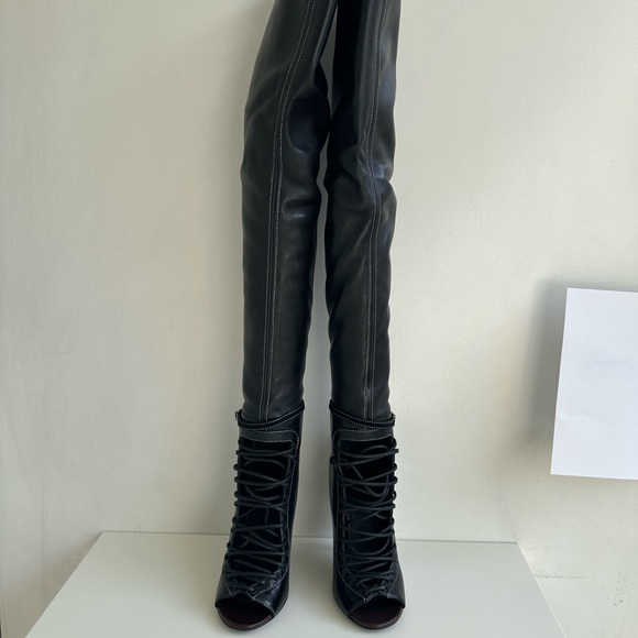 GIVENCHY Narlia Over The Knee Boots Runway Lace Front Open Toe sz 36 NEW w/box - Picture 4 of 16